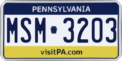 PA license plate MSM3203