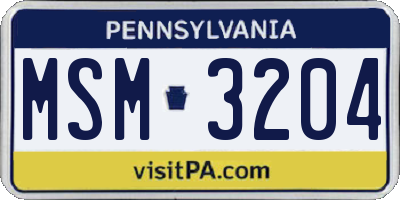 PA license plate MSM3204