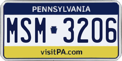PA license plate MSM3206