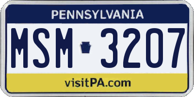 PA license plate MSM3207