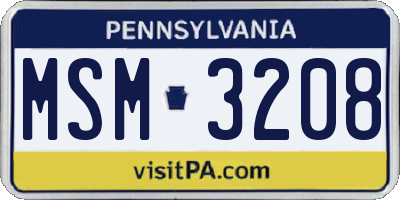 PA license plate MSM3208