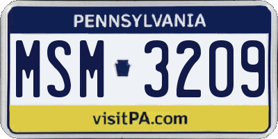 PA license plate MSM3209
