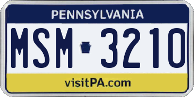 PA license plate MSM3210