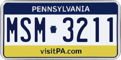 PA license plate MSM3211