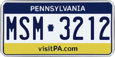 PA license plate MSM3212