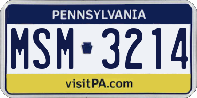 PA license plate MSM3214