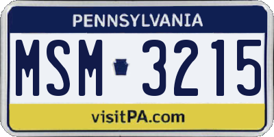 PA license plate MSM3215