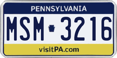 PA license plate MSM3216