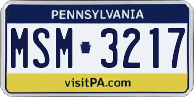 PA license plate MSM3217