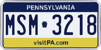 PA license plate MSM3218