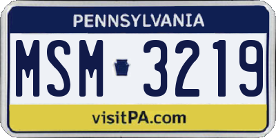 PA license plate MSM3219