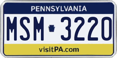PA license plate MSM3220