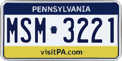PA license plate MSM3221