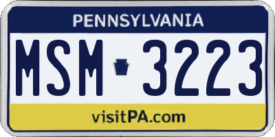 PA license plate MSM3223