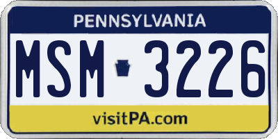 PA license plate MSM3226