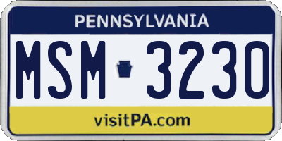 PA license plate MSM3230