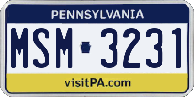 PA license plate MSM3231