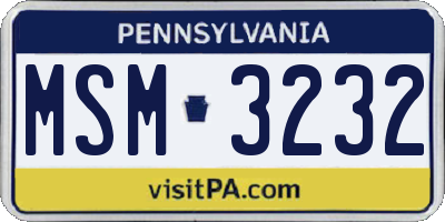 PA license plate MSM3232