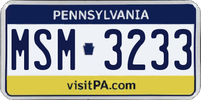 PA license plate MSM3233