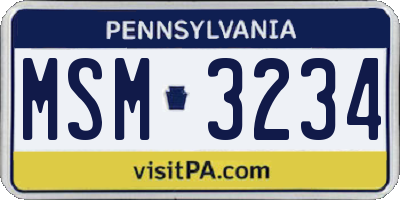 PA license plate MSM3234