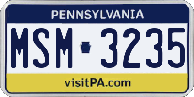 PA license plate MSM3235