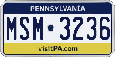 PA license plate MSM3236