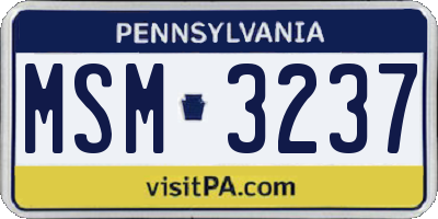 PA license plate MSM3237