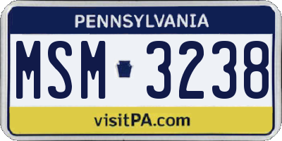 PA license plate MSM3238