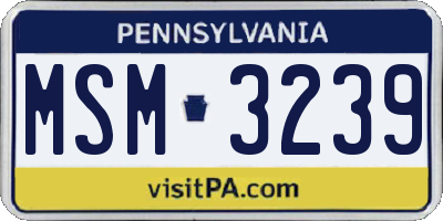 PA license plate MSM3239