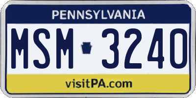 PA license plate MSM3240
