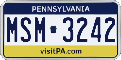 PA license plate MSM3242