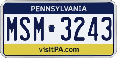 PA license plate MSM3243