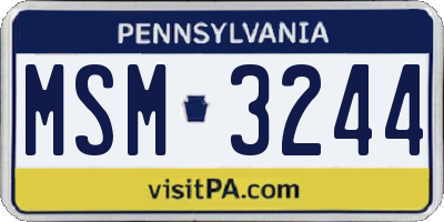 PA license plate MSM3244