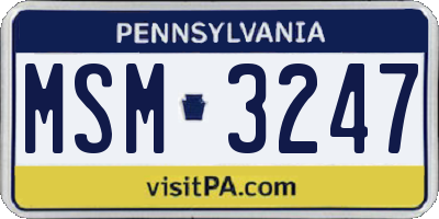 PA license plate MSM3247