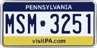 PA license plate MSM3251