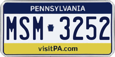PA license plate MSM3252