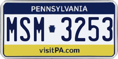 PA license plate MSM3253