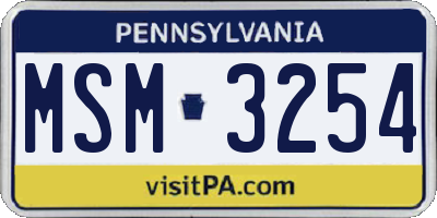 PA license plate MSM3254
