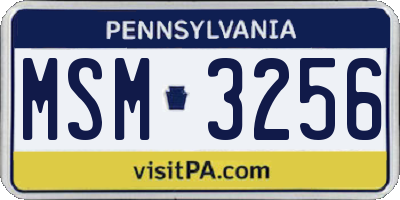 PA license plate MSM3256