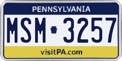 PA license plate MSM3257