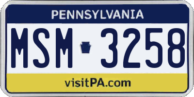 PA license plate MSM3258