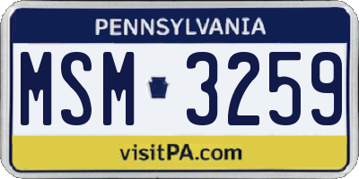 PA license plate MSM3259