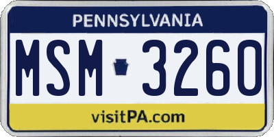 PA license plate MSM3260