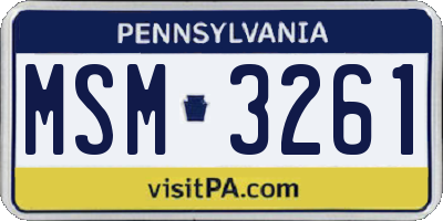 PA license plate MSM3261