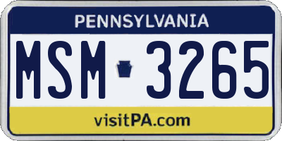 PA license plate MSM3265