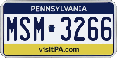 PA license plate MSM3266