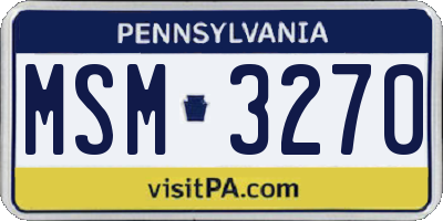 PA license plate MSM3270