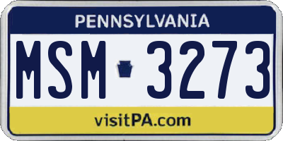 PA license plate MSM3273