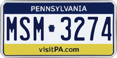 PA license plate MSM3274
