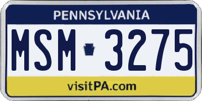 PA license plate MSM3275